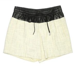 Dressy Shorts by A.L.C Ivory with Black Leather Waistband Size XS